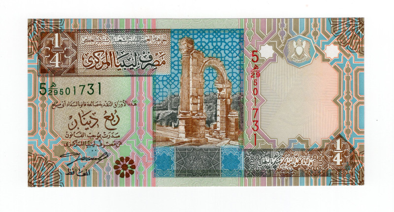 Libia - banconota da 1/4 Dinar 2009 - P#62

UNC

SPEDIZIONE IN TUTTO IL MOND...