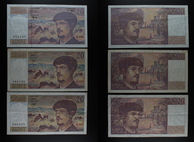 Francia - Lotto di 3 Banconote: 40 Franchi 1980, 1983 e 1997

VF

SPEDIZIONE...