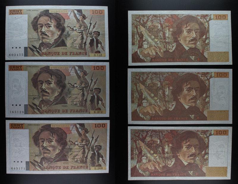 Francia - Lotto di 3 Banconote: 100 Franchi 1989, 1994 e 1995

VF

SPEDIZION...