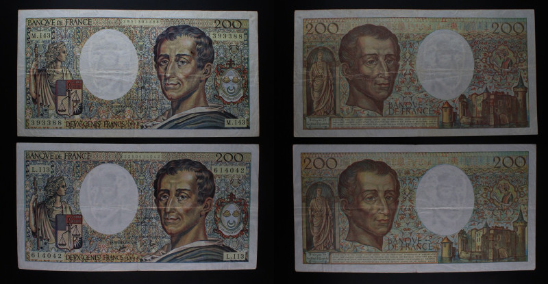 Francia - Lotto di 2 Banconote: 200 Franchi 1992 e 1995

VF

SPEDIZIONE IN T...