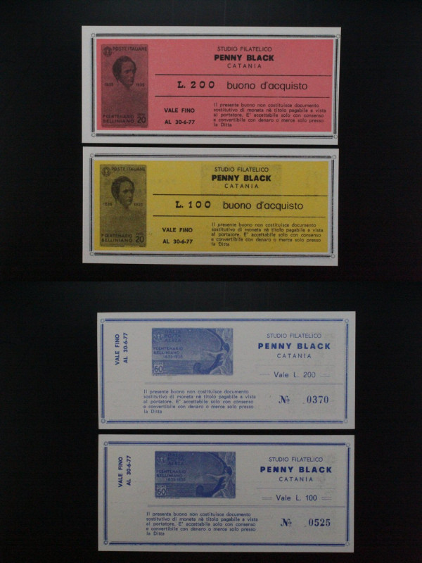 Studio Filatelico "Penny Black" - Lotto di 2 buoni d'acquisto 1977

SPEDIZIONE...