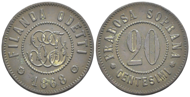 Gettone 1868 Filanda Odetti da 20 Centesimi - 2,81 g; Ø 22 mm

SPEDIZIONE SOLO...