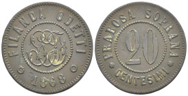 Gettone 1868 Filanda Odetti da 20 Centesimi - 2,81 g; Ø 22 mm

SPEDIZIONE SOLO IN ITALIA - SHIPPING ONLY IN ITALY