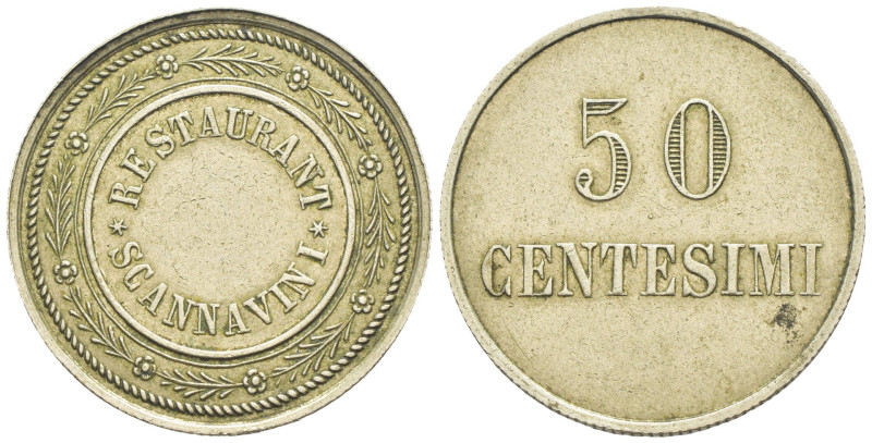 Gettone Restaurant Scannavini da 50 Centesimi - 3,39 gr. ; Ø 23 mm

SPEDIZIONE...