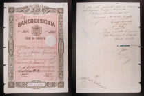 Banco di Sicilia - Sede Catania - Fede di Credito da 100 Lire 20/11/1888

SPL

SPEDIZIONE SOLO IN ITALIA - SHIPPING ONLY IN ITALY