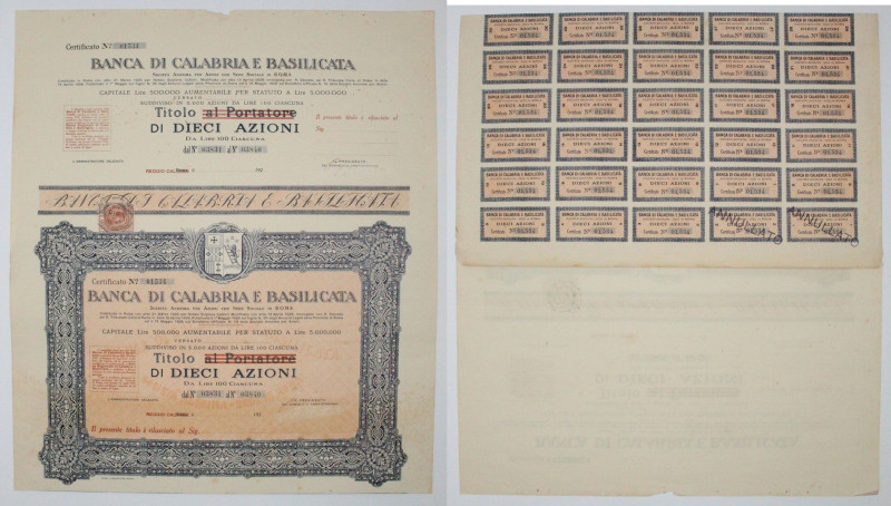 Banca di Calabria e Basilicata - 10 azioni - Reggio Calabria 1926

SPEDIZIONE ...