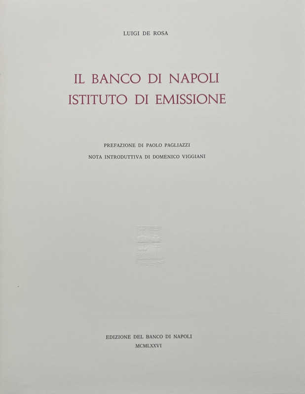 De Rosa Luigi - Pubblicazione Numismatica - Banco di Napoli Istituto di Emission...