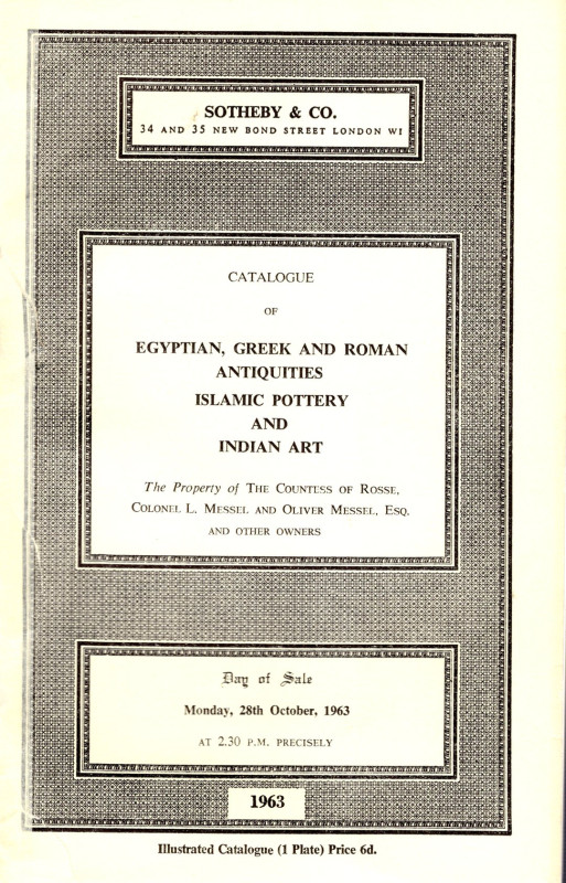 SOTHEBY & CO - London, 28 - October, 1963. Catalogue of Egyptian, Greek, Roman, ...