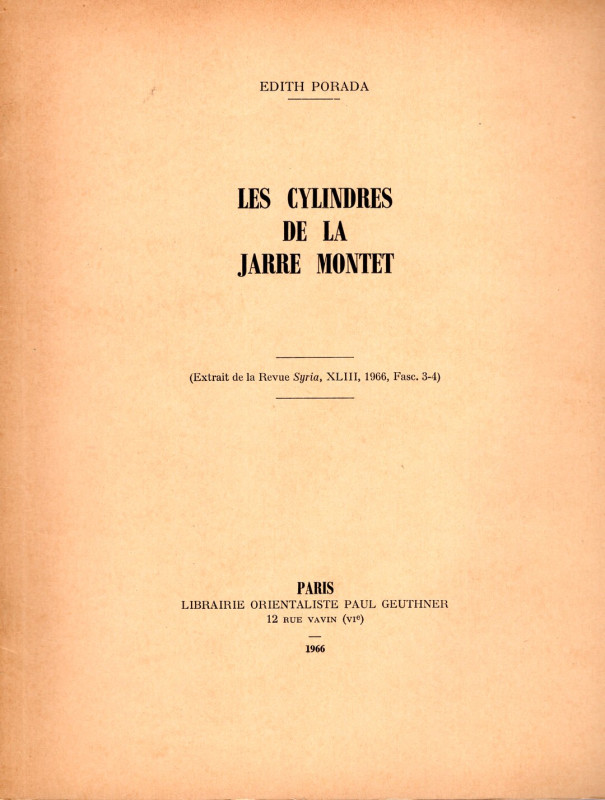 PORADA Edith - Les cylindres de la jarre Montet. Paris, 1966. pp 243-258, tavole...