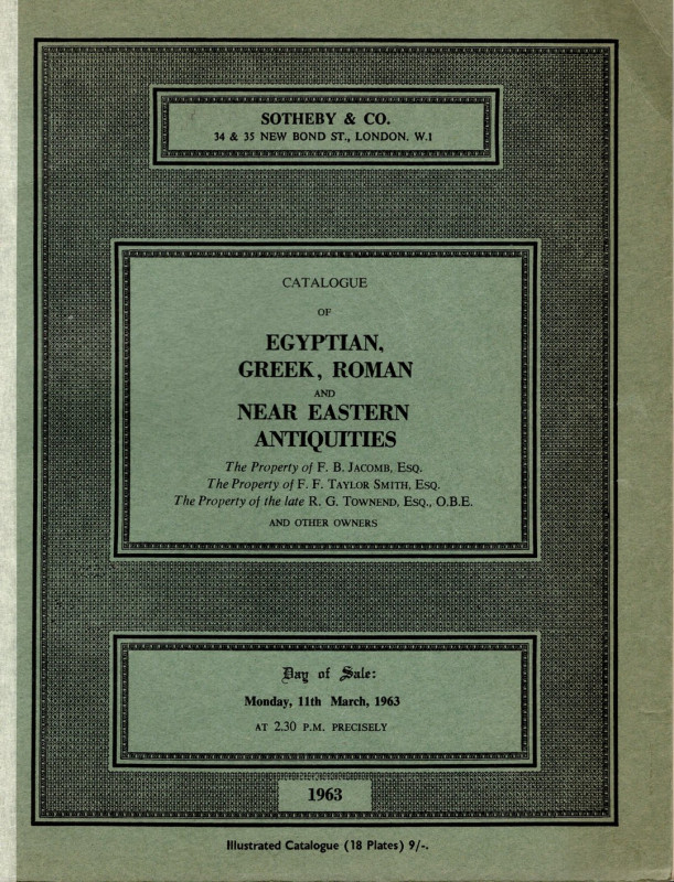 SOTHEBY & CO - London, 11 - March, 1963. Catalogue of Egyptian, Greek, Roman and...