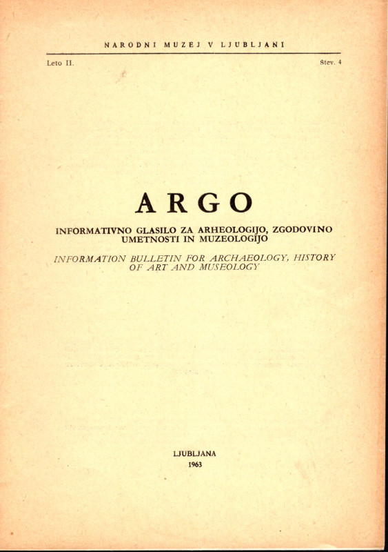 ARGO. Information Bulletin for archaeology, history of art and museology vol. II...
