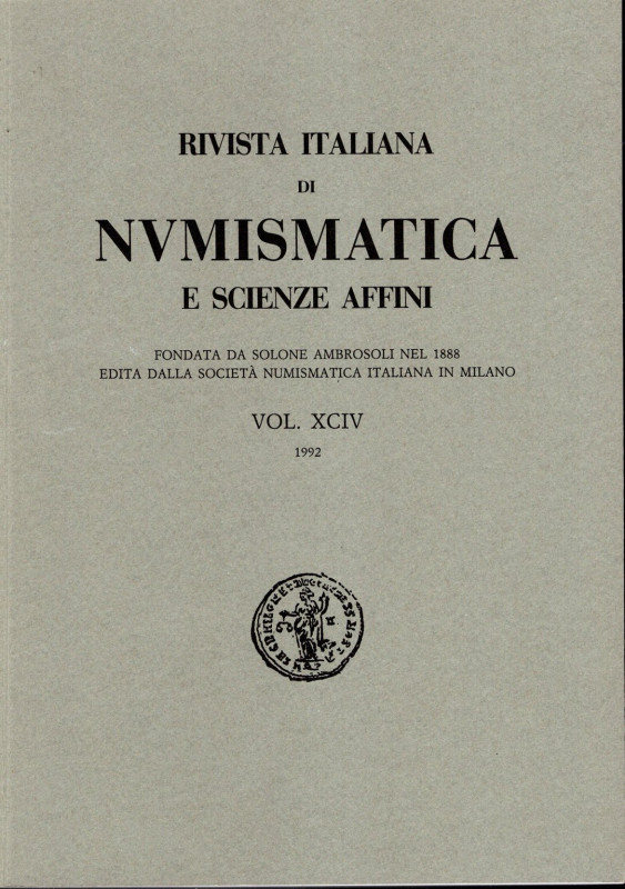 A.A.V.V. - S.N.I. Rivista italiana di numismatica. Milano, 1992. Indice: DE PIRO...