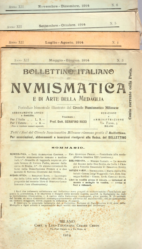 BOLLETTINO di NUMISMATICA e ARTE della MEDAGLIA. Milano, 1914. 4 fascicoli. N. 3...