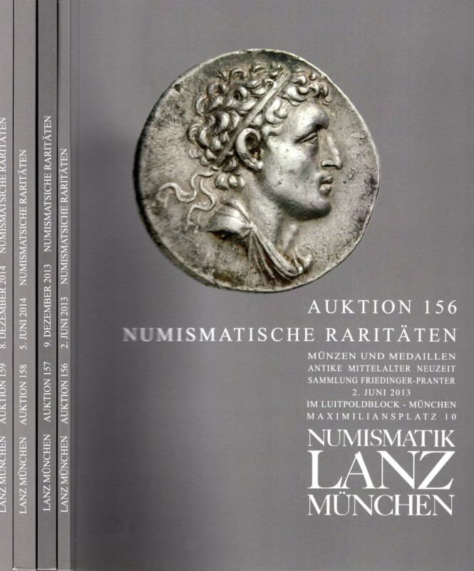 LANZ NUMISMATIK. Lotto di 4 cataloghi n 156-157-158-159. Munchen, 2013\2014. ( m...