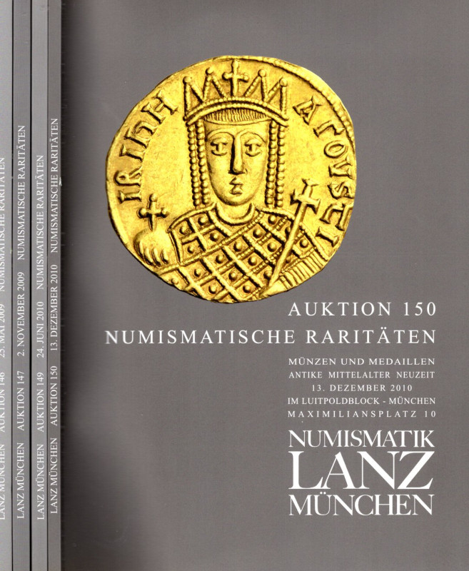 LANZ NUMISMATIK. Lotto di 4 cataloghi n 146-147-149-150. 2009\2010. ( monete ant...