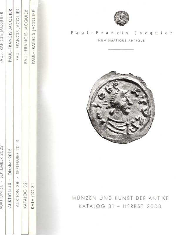 JACQUIER P. F. - lotto di 5 cataloghi n 31-32-38-40-50. 2003\2022- con ill.a col...