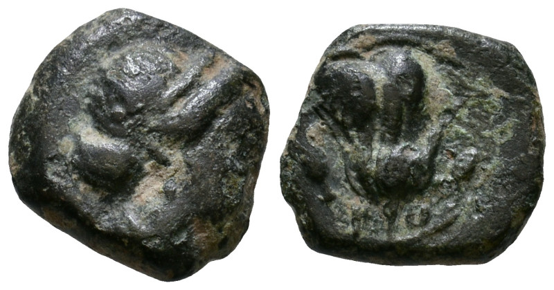 Caria, Rhodos. 350-300 BC. AE 11mm, 1,56g