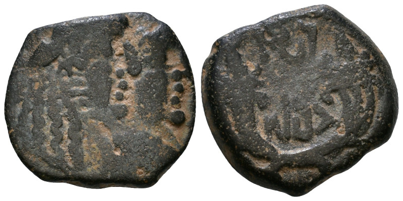 Nabataea. Aretas IV, with Shaqilath I. 9 BC-40 AD. AE 15mm, 3,18g