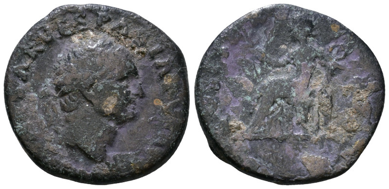 Vespasian 69-79. AE Denarius. 17mm, 2,97g