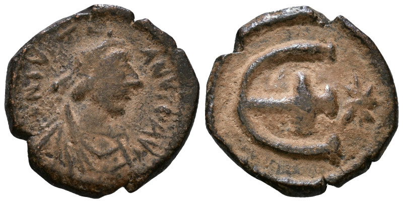 Justinian I, 527-565. Pentanummium AE 15mm, 2,14g *Repatinated*