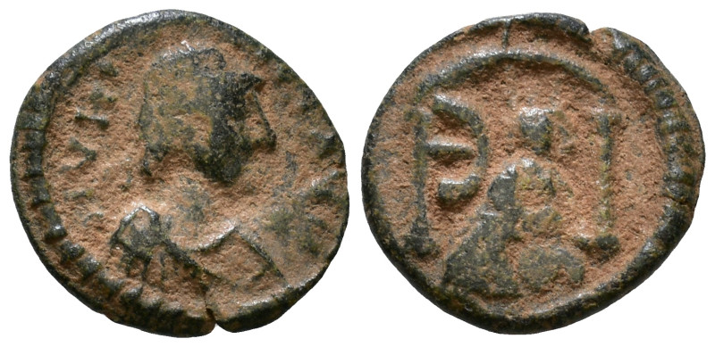 Justinian I, 527-565. Pentanummium AE 12mm, 1,10g *Repatinated*