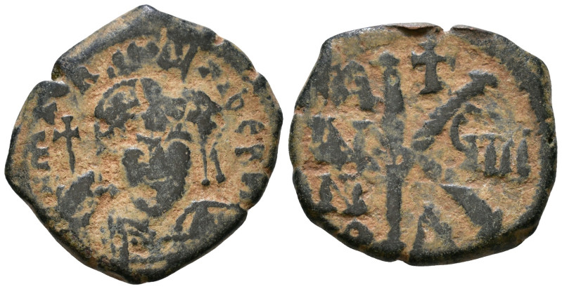 Maurice Tiberius, 582-602. Half follis AE 20mm, 5,44g *Repatinated*