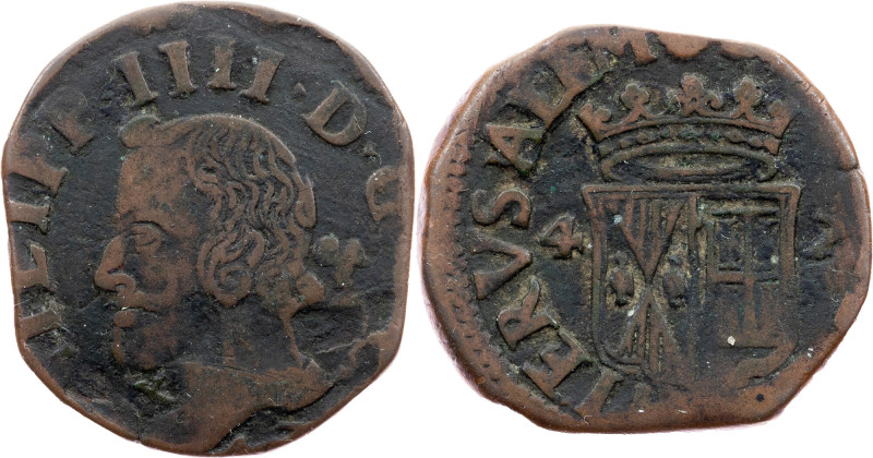 Italy, 1 Grano 1647 Kingdom of Naples, Philip III, 1 Grano 1647, 8,208 g, Copper...
