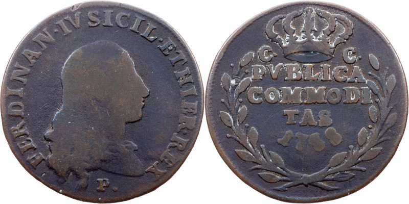 Italy, 3 Tornesi 1788 Kingdom of Naples, Ferdinand IV, 3 Tornesi 1788, 8,139 g, ...