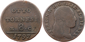 Italy, 8 Tornesi 1797