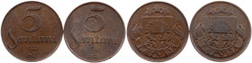 Latvia, 5 Santimi 1922, Huguenin