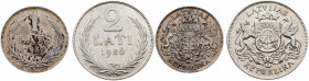 Latvia, 1 Lats, 2 Lati 1924, 1926