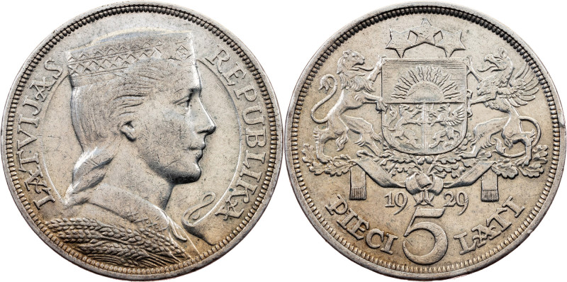 Latvia, 5 Lati 1929, London Republic, Republic, 5 Lati 1929, London, 25 g, Silve...