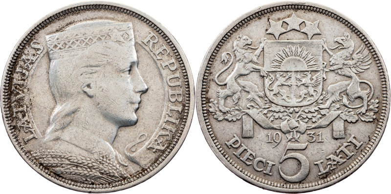Latvia, 5 Lati 1931, London Republic, Republic, 5 Lati 1931, London, 25 g, Silve...
