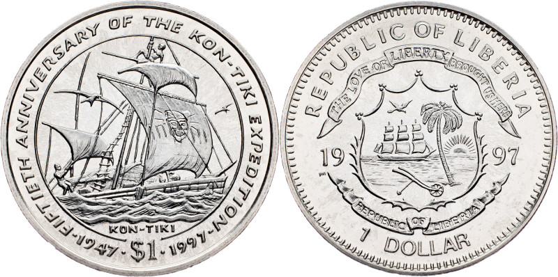 Liberia, 1 Dollar 1997, Surrey Liberia, 1 Dollar 1997, Surrey, 28,282 g, Copper-...