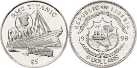 Liberia, 5 Dollars 1998, Surrey