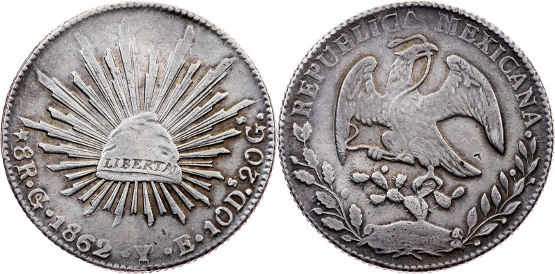 Mexico, 8 Reales 1862, Go YE, Guanajuato Mexico, 8 Reales 1862, Go YE, Guanajuat...