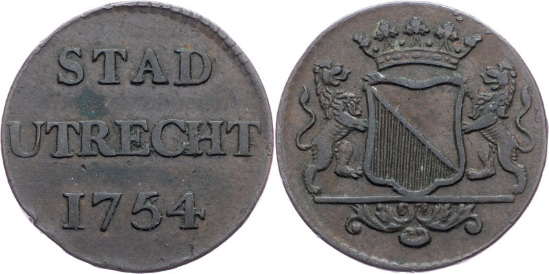 Netherlands, 1 Duit 1754, Utrecht Netherlands, City of Utrecht, 1 Duit 1754, Utr...