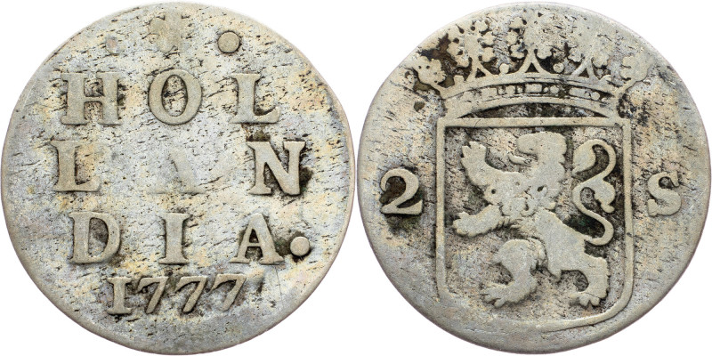 Netherlands, 2 Stuiver 1777, Dordrecht Netherlands, Province of Holland, 2 Stuiv...