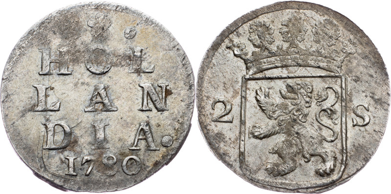 Netherlands, 2 Stuiver 1780, Dordrecht Netherlands, Province of Holland, 2 Stuiv...