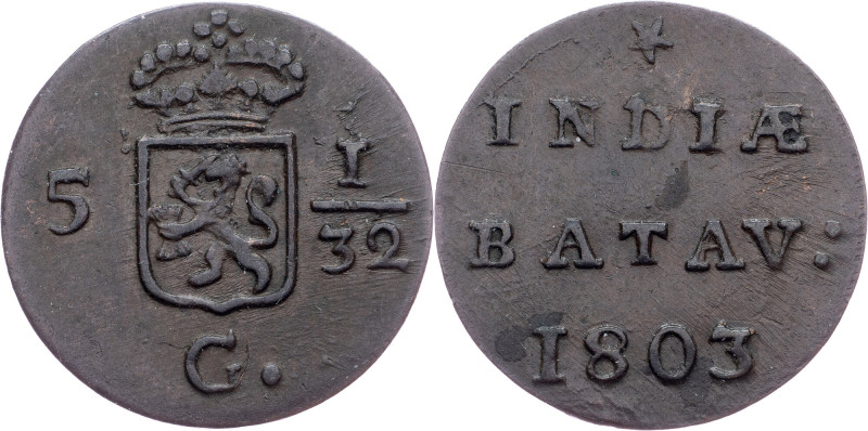 Netherlands East Indies, 1/2 Duit 1803, Hoorn Netherlands East Indies, Holland, ...