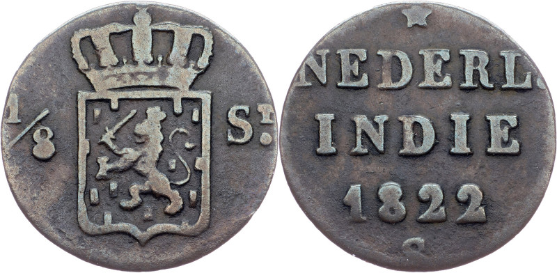 Netherlands East Indies, 1/8 Stuiver 1822, S Netherlands East Indies, William I,...
