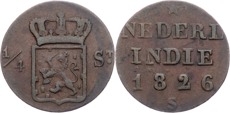 Netherlands East Indies, 1/4 Stuiver 1826, S Netherlands East Indies, William I,...