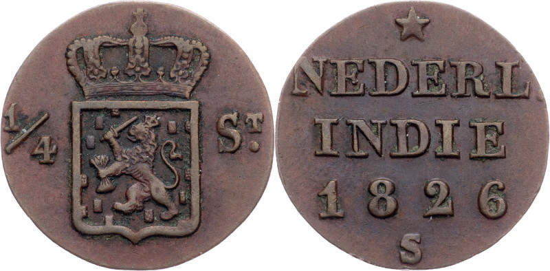 Netherlands East Indies, 1/4 Stuiver 1826, S Netherlands East Indies, William I,...