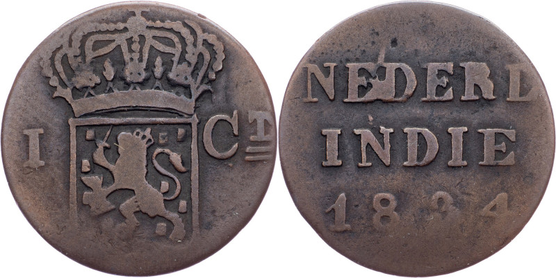 Netherlands East Indies, 1 Cent 1834, V Netherlands East Indies, William I, 1 Ce...