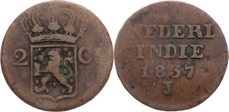 Netherlands East Indies, 2 Cent 1837, J Netherlands East Indies, William I, 2 Ce...