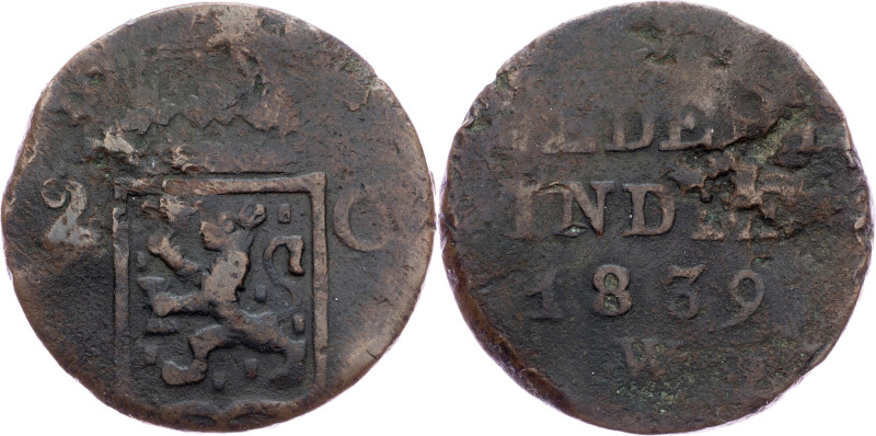 Netherlands East Indies, 2 Cent 1839, W Netherlands East Indies, William I, 2 Ce...