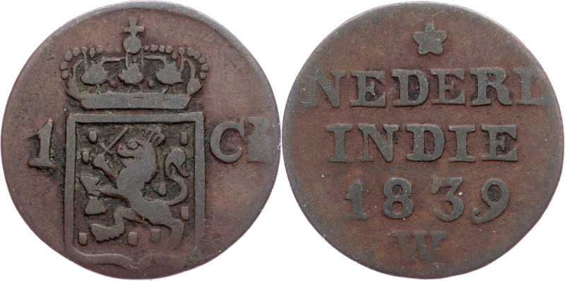 Netherlands East Indies, 1 Cent 1839, W Netherlands East Indies, William I, 1 Ce...