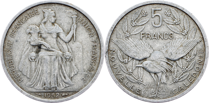 New Caledonia, 5 Francs 1952, Paris New Caledonia, 5 Francs 1952, Paris, Alumini...
