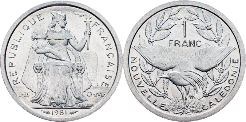 New Caledonia, 1 Franc 1981, Paris New Caledonia, 1 Franc 1981, Paris, Aluminium...