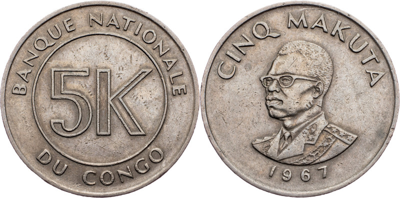 Republic of the Congo, 5 Makuta 1967 Republic of the Congo, 5 Makuta 1967, 6,411...